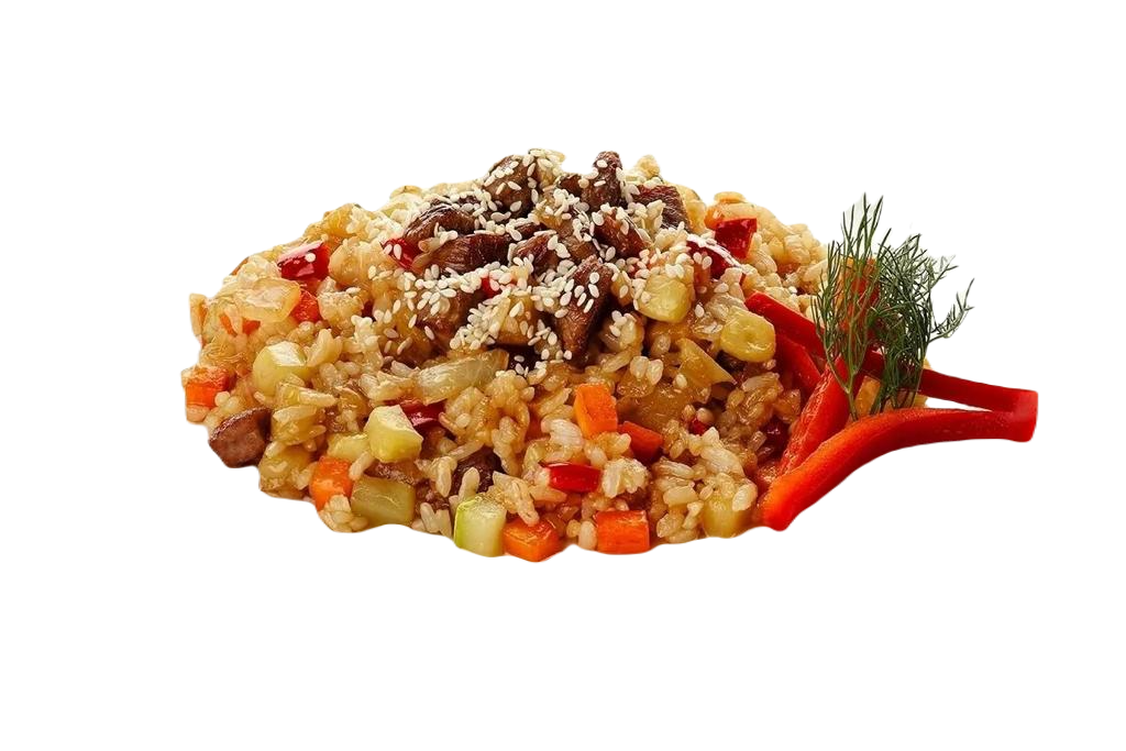 Жареный рис с говядиной